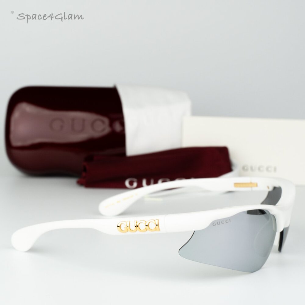 Gucci Men Sunglasses White Silver Mirror Mask GG1774S 002 BRAND NEW - Picture 5 of 12